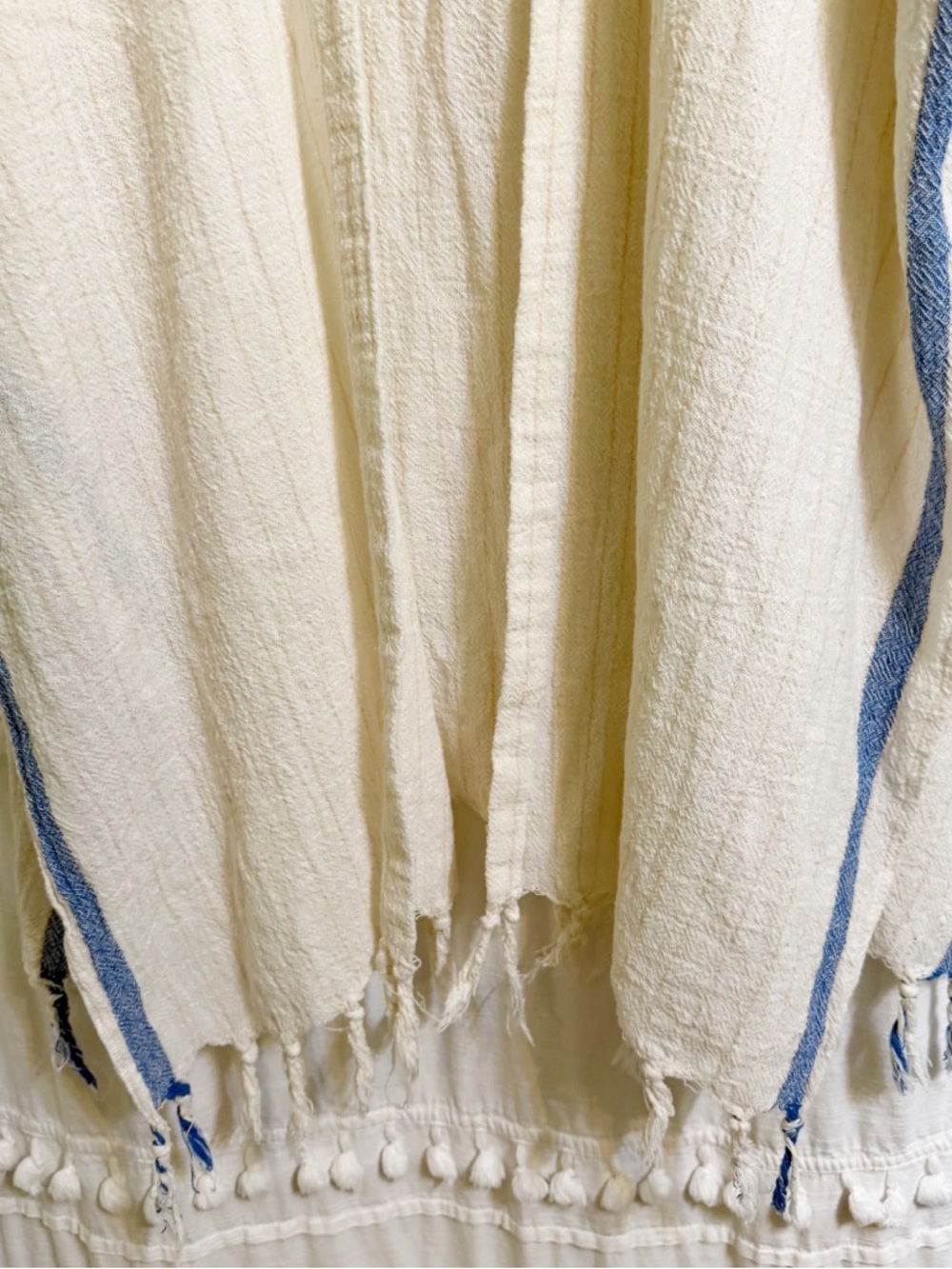 Rays for Days Cotton Kimono Cover Up | Boho Cream Beach Poncho | 100% Cotton - Picture 5 of 7